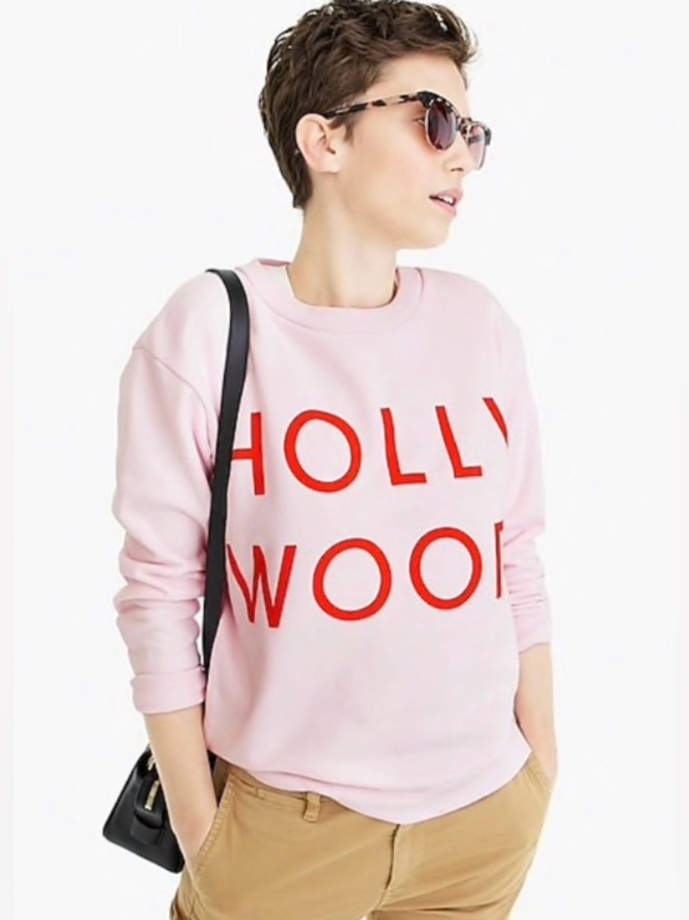 J.Crew Hollywood sweatshirt | faded shell pink bright red lettering | Preowned - Picture 3 of 15